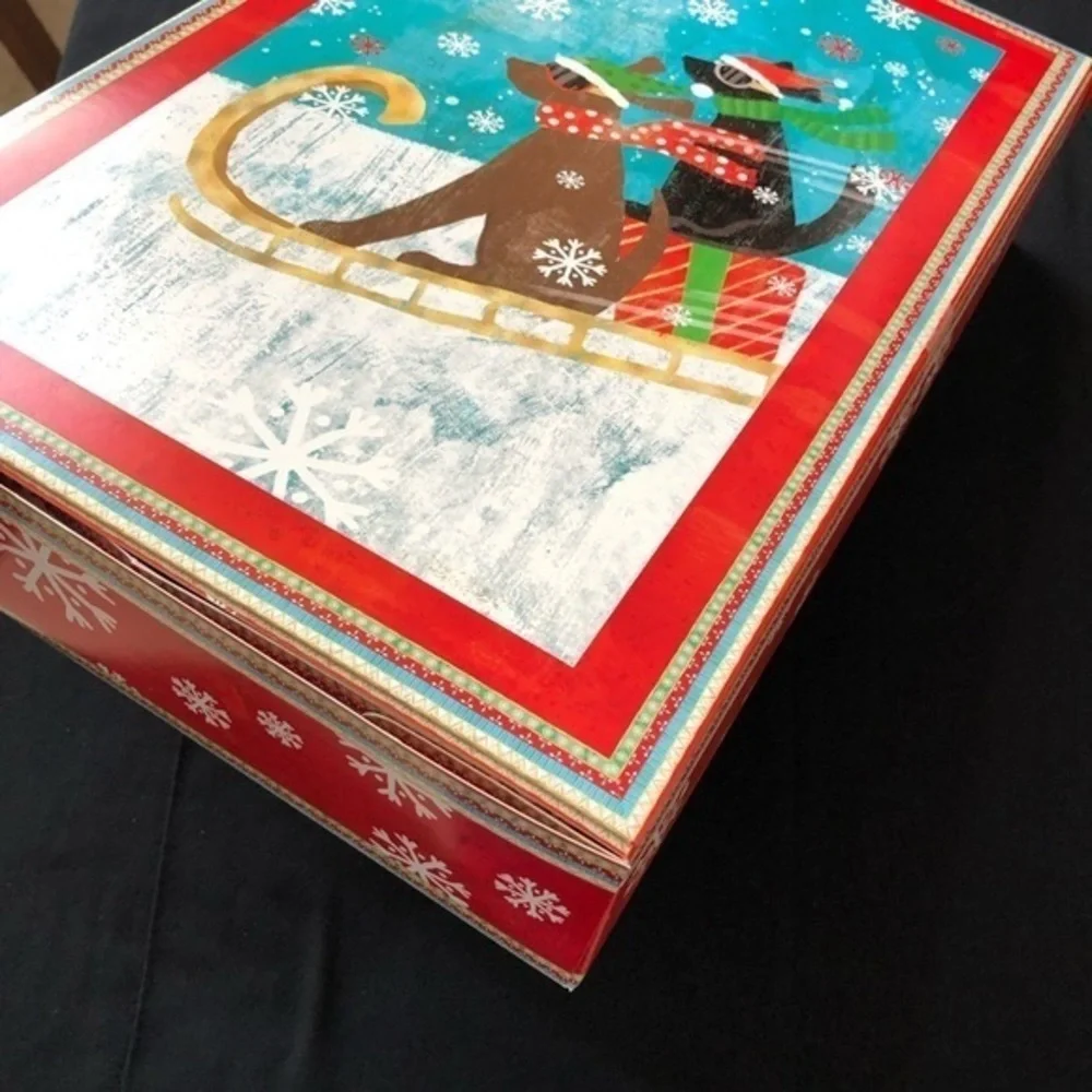 Holiday Christmas Gift Box Bundle 1 large 2 small Snowman Motif No Tape Required